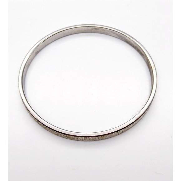 Vintage Monet Skinny Bangle, Silver Tone Textured Minimalist or Stackable - Picture 3 of 5